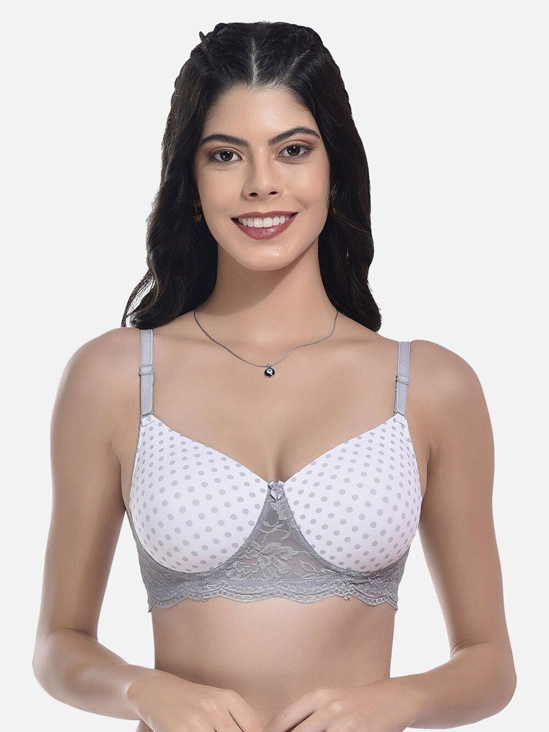 styfun polka dots printed bra full coverage lightly padded