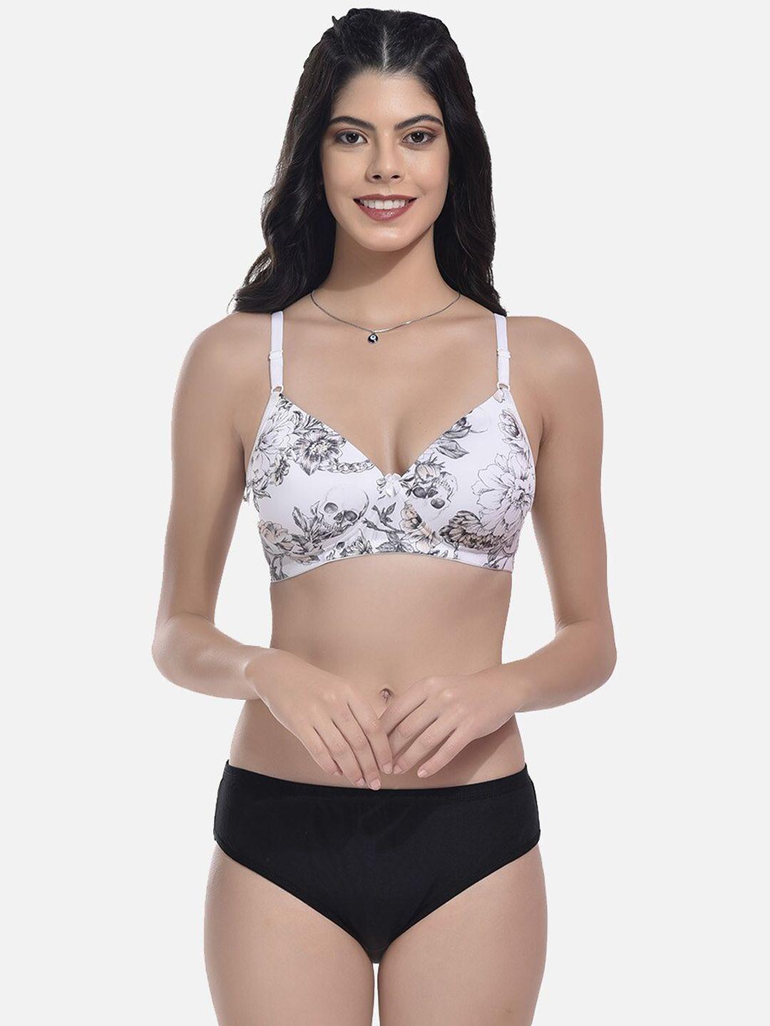 styfun printed lingerie set ls_slk-o_set_white_b