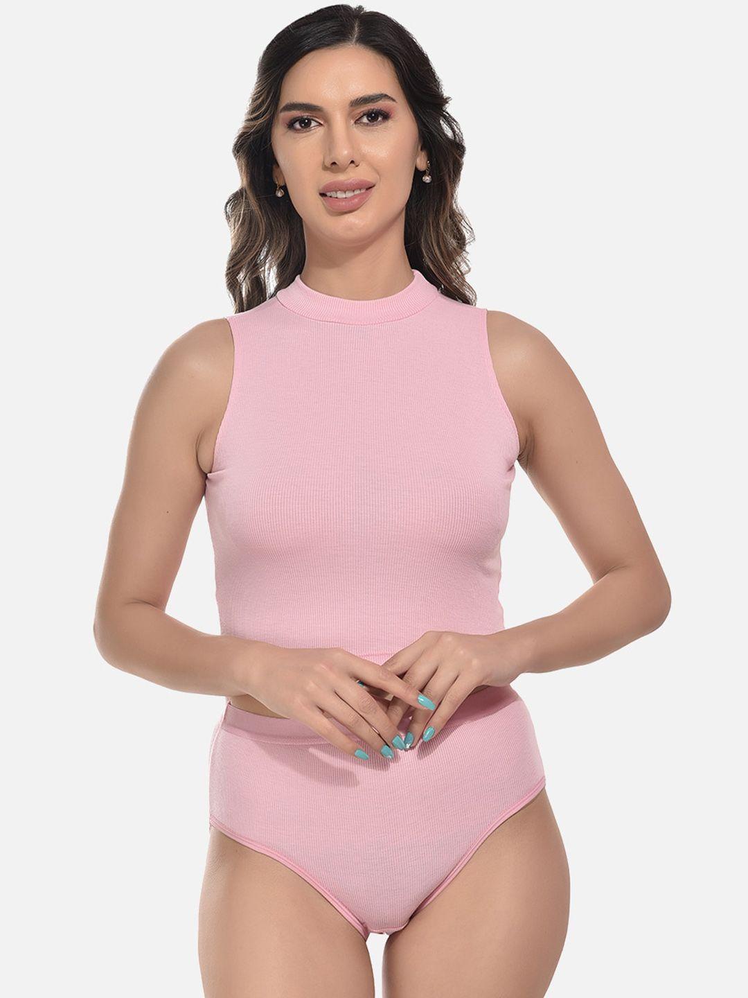 styfun ribbed tank top & hipster brief lingerie set ls_tank_set_pink