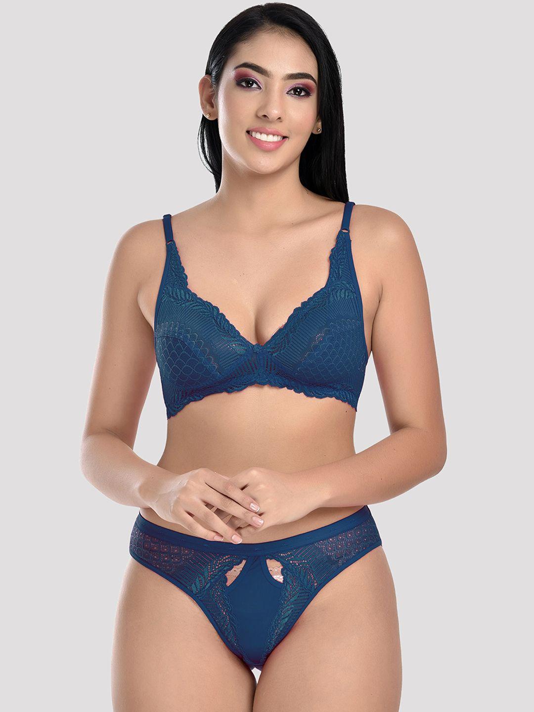 styfun women blue printed lingerie set