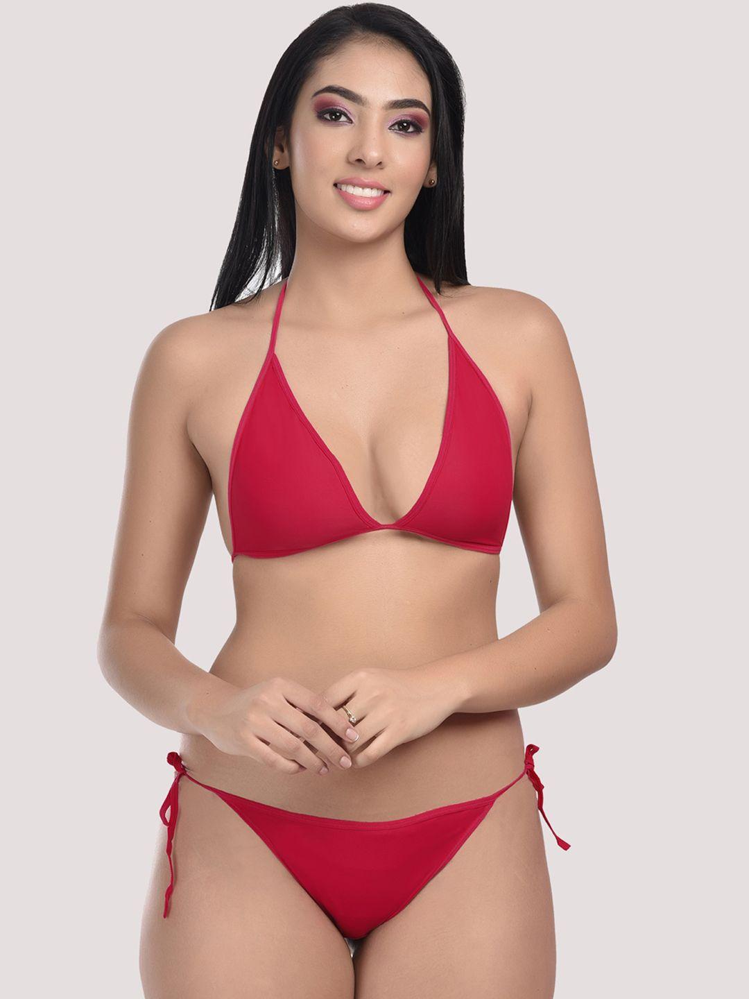 styfun women maroon solid lingerie set