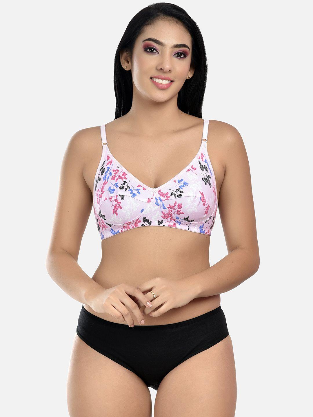 styfun women pink & black printed lingerie set