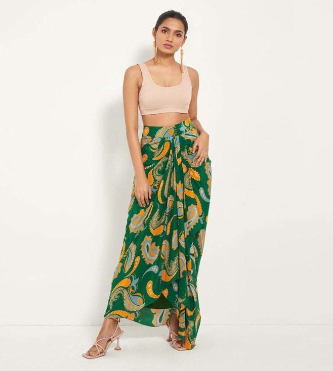style junkiie summer 2022 - its so you green paisley draped skirt