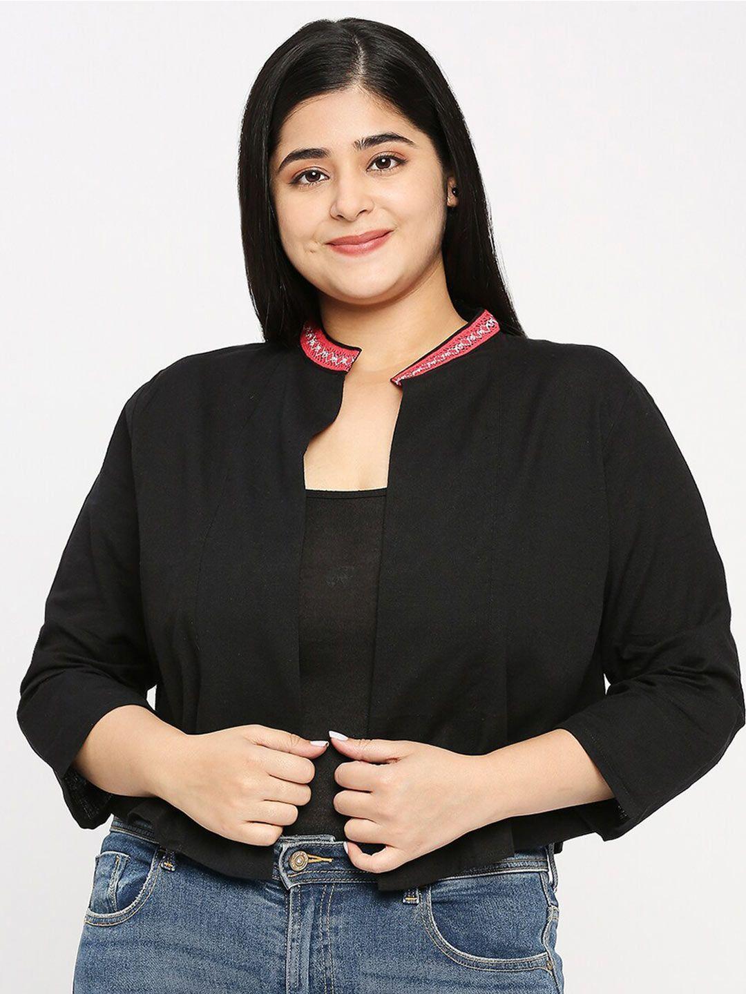 style quotient black & red open front shrug