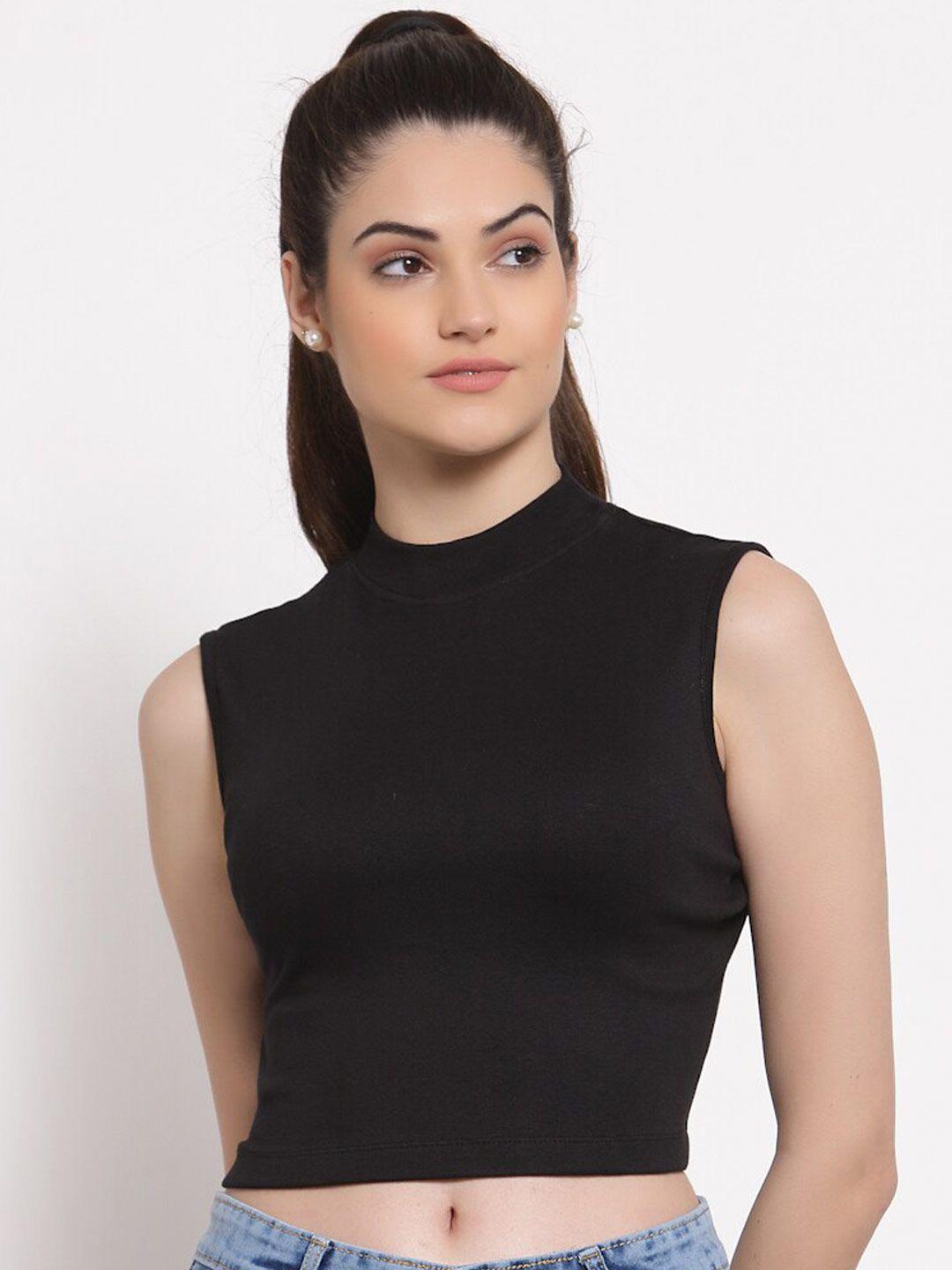 style quotient black fitted crop top