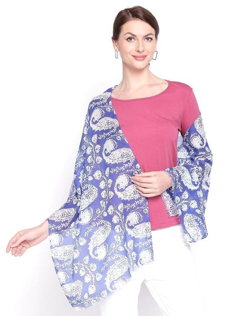 style quotient blue & white printed scarves