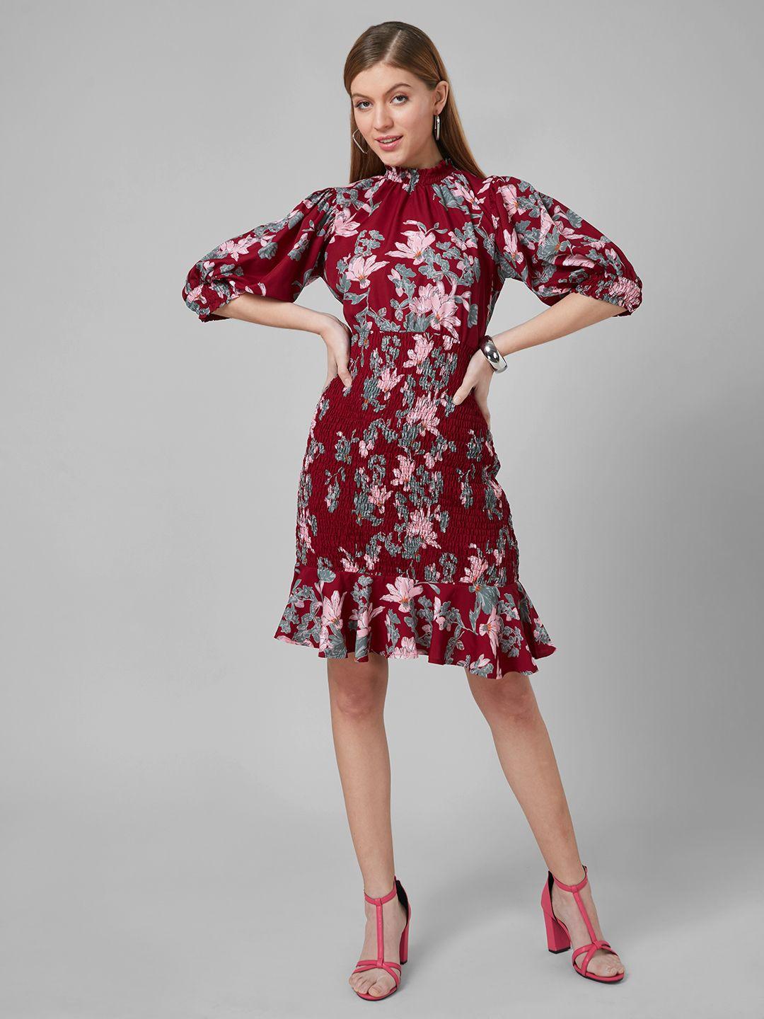 style quotient floral printed bodycon smart casual dress