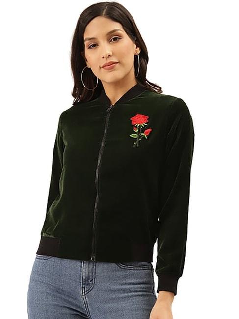 style quotient green full sleeves bomber jacket