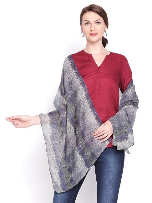 style quotient grey & blue printed scarves