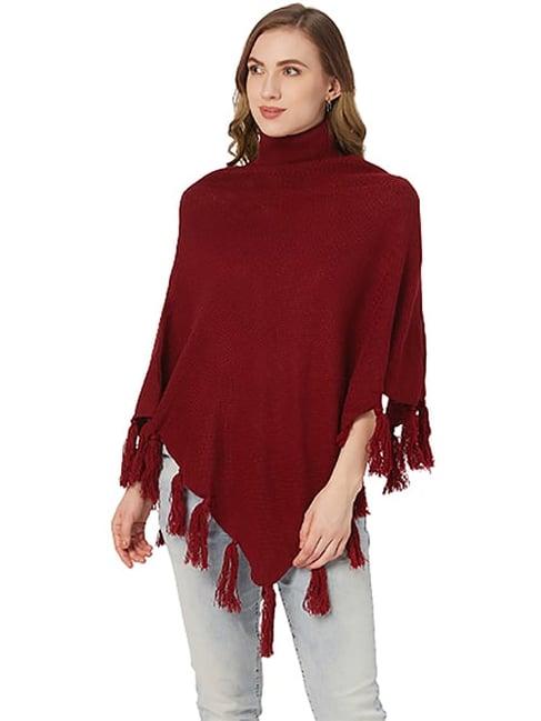 style quotient maroon poncho