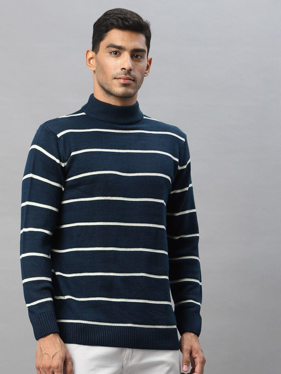 style quotient men teal & white striped sweater vest
