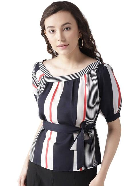style quotient navy & white striped top