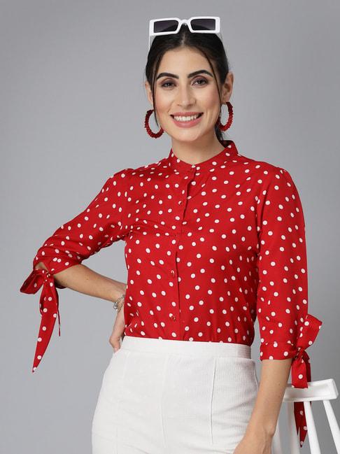 style quotient red polka dot shirt