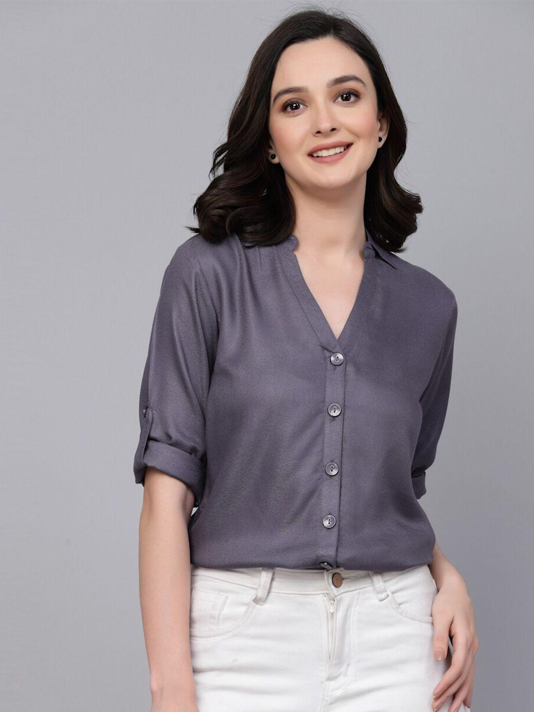 style quotient smart opaque roll-up sleeve casual shirt