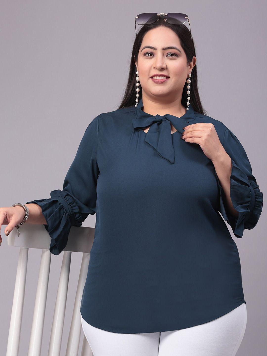 style quotient tie-up neck bell sleeve plus size top