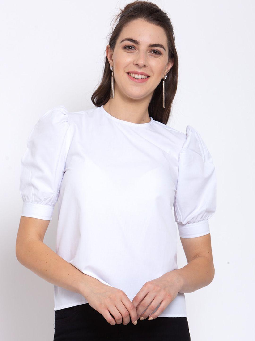 style quotient white puff sleeves regular top