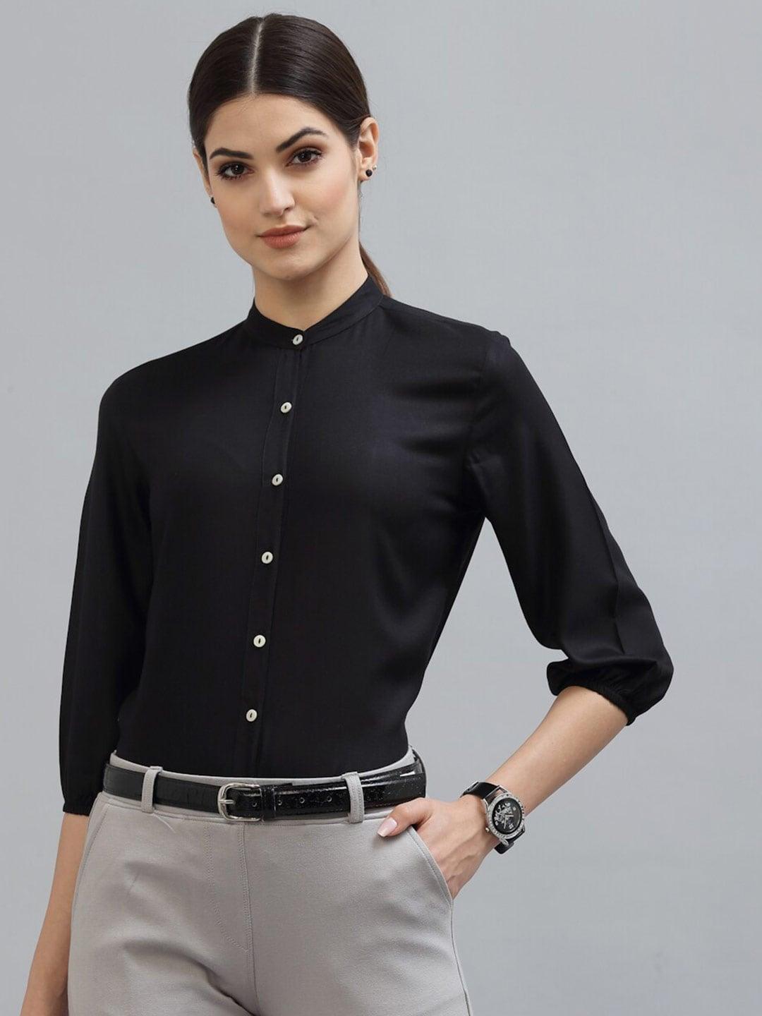 style quotient women black classic formal shirt