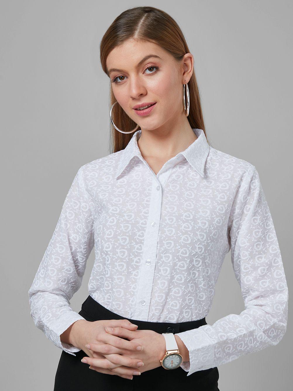 style quotient women floral formal cotton shirt