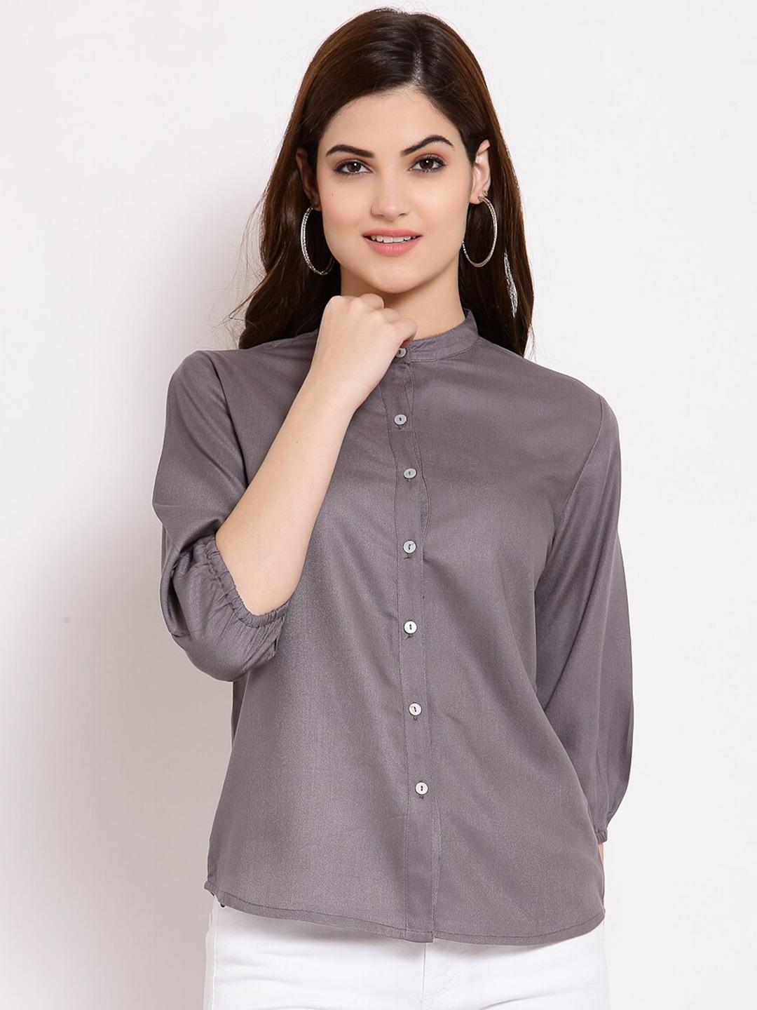 style quotient women grey smart semiformal shirt