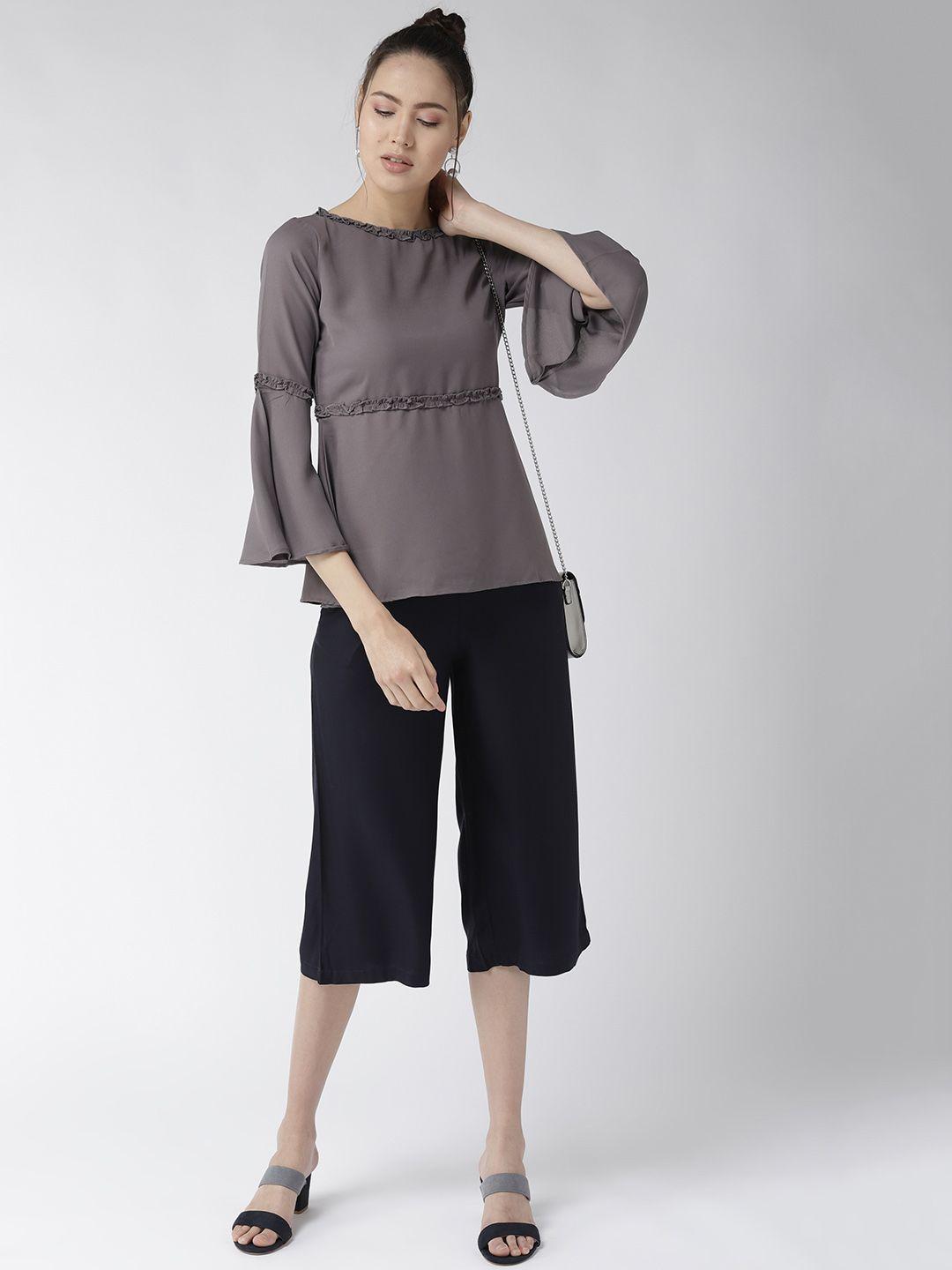 style quotient women grey solid a-line top