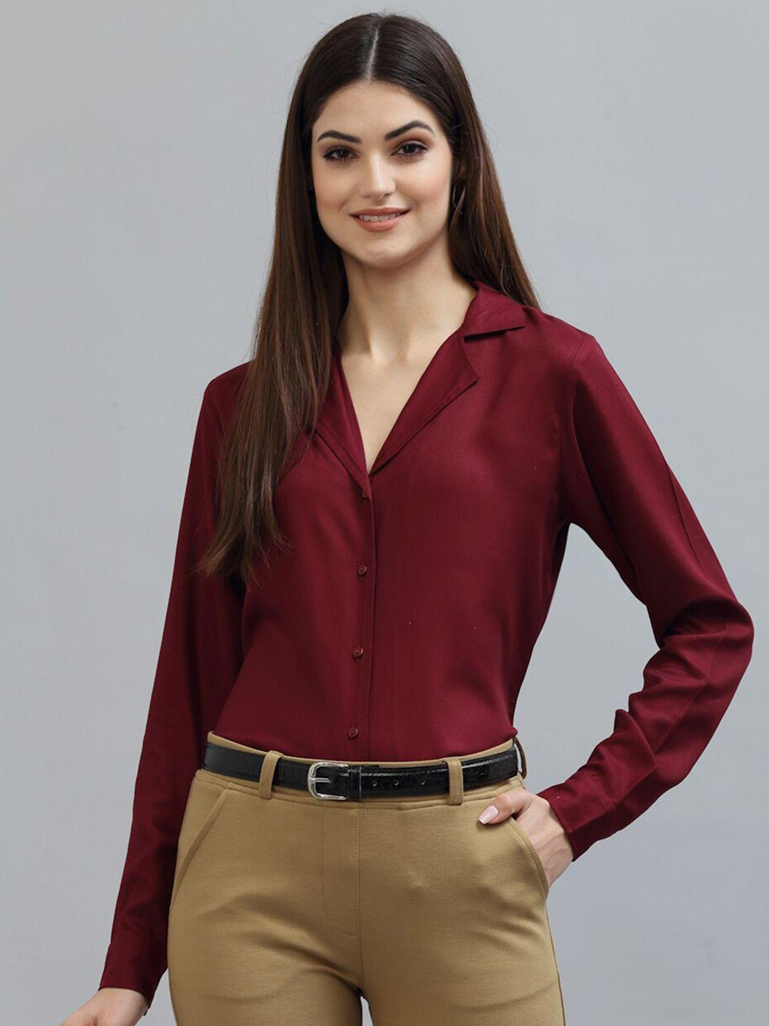 style quotient women maroon formal shirt