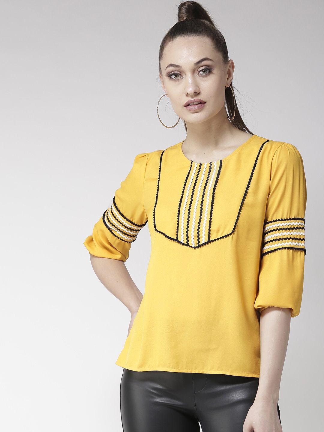 style quotient women mustard yellow solid top