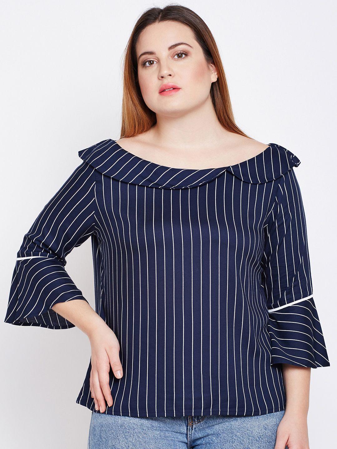 style quotient women navy blue striped top