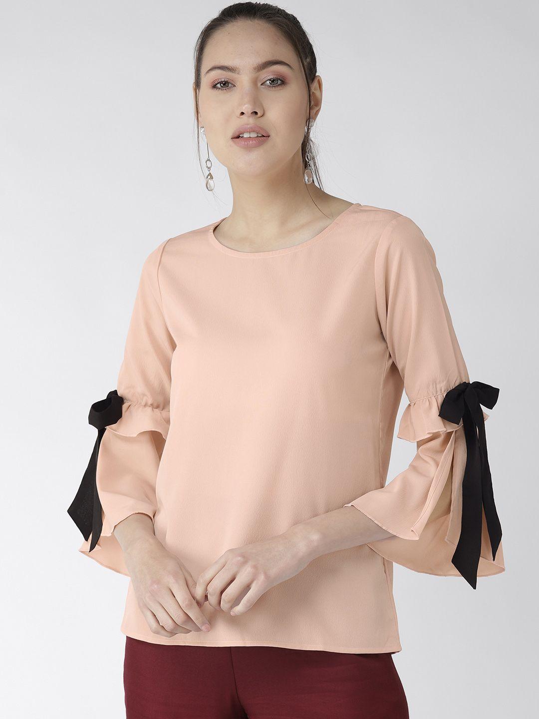 style quotient women peach-coloured solid top