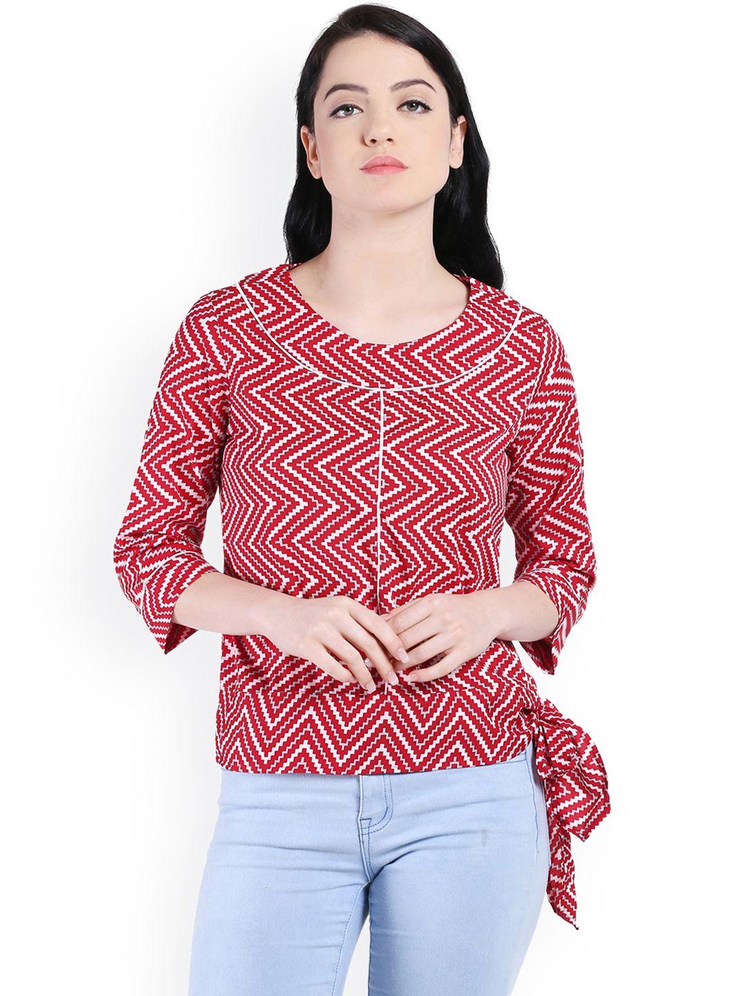 style quotient women red & white printed top