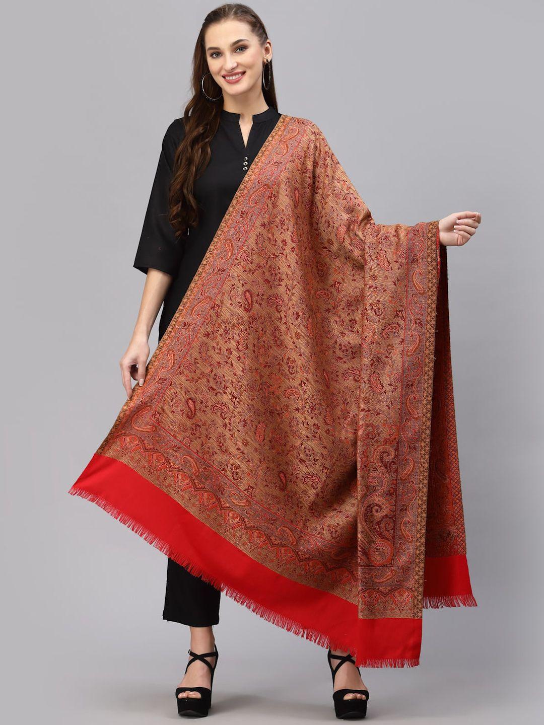 style quotient women red woven-design shawl
