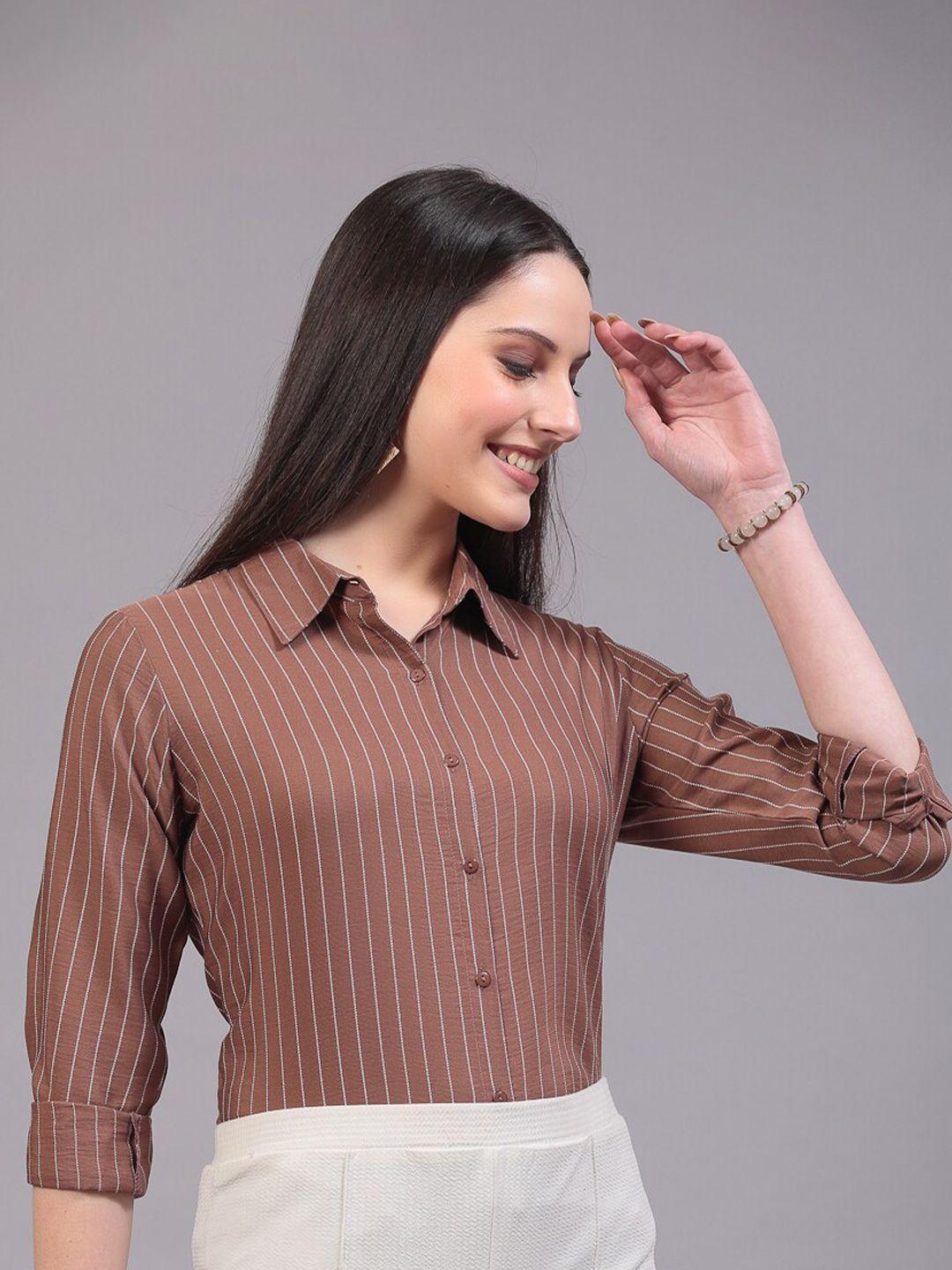 style quotient women smart opaque striped formal shirt