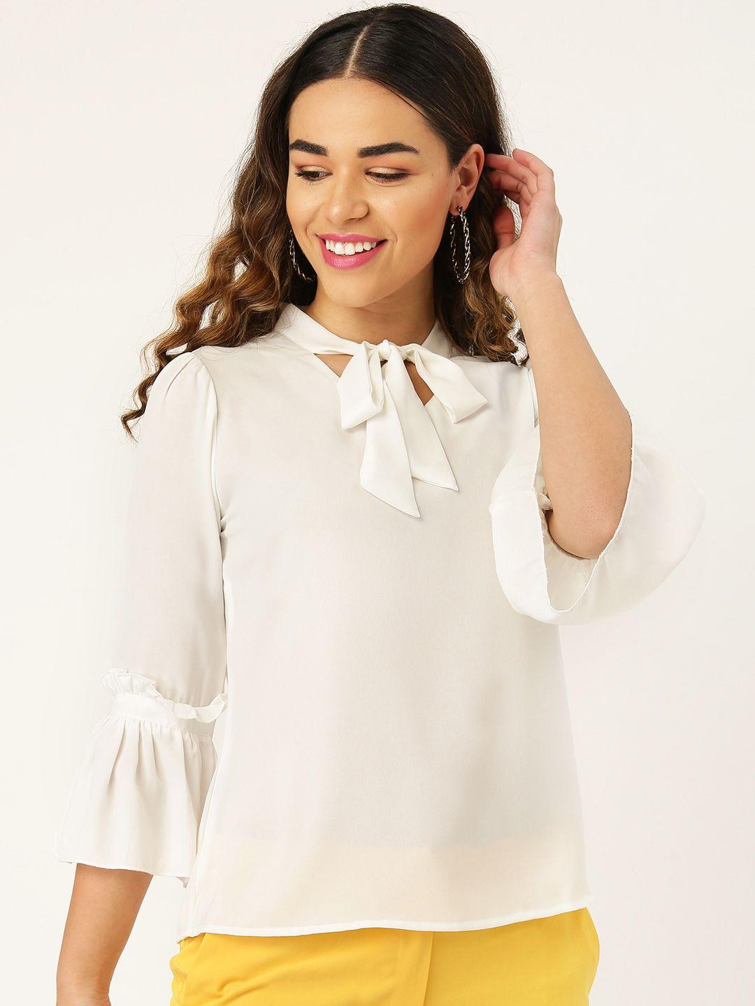 style quotient women white semi sheer solid top
