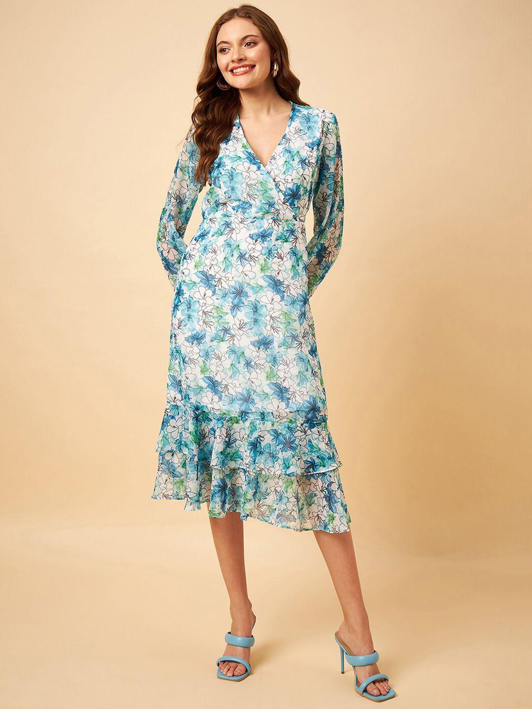 style blush floral printed a-line midi dress