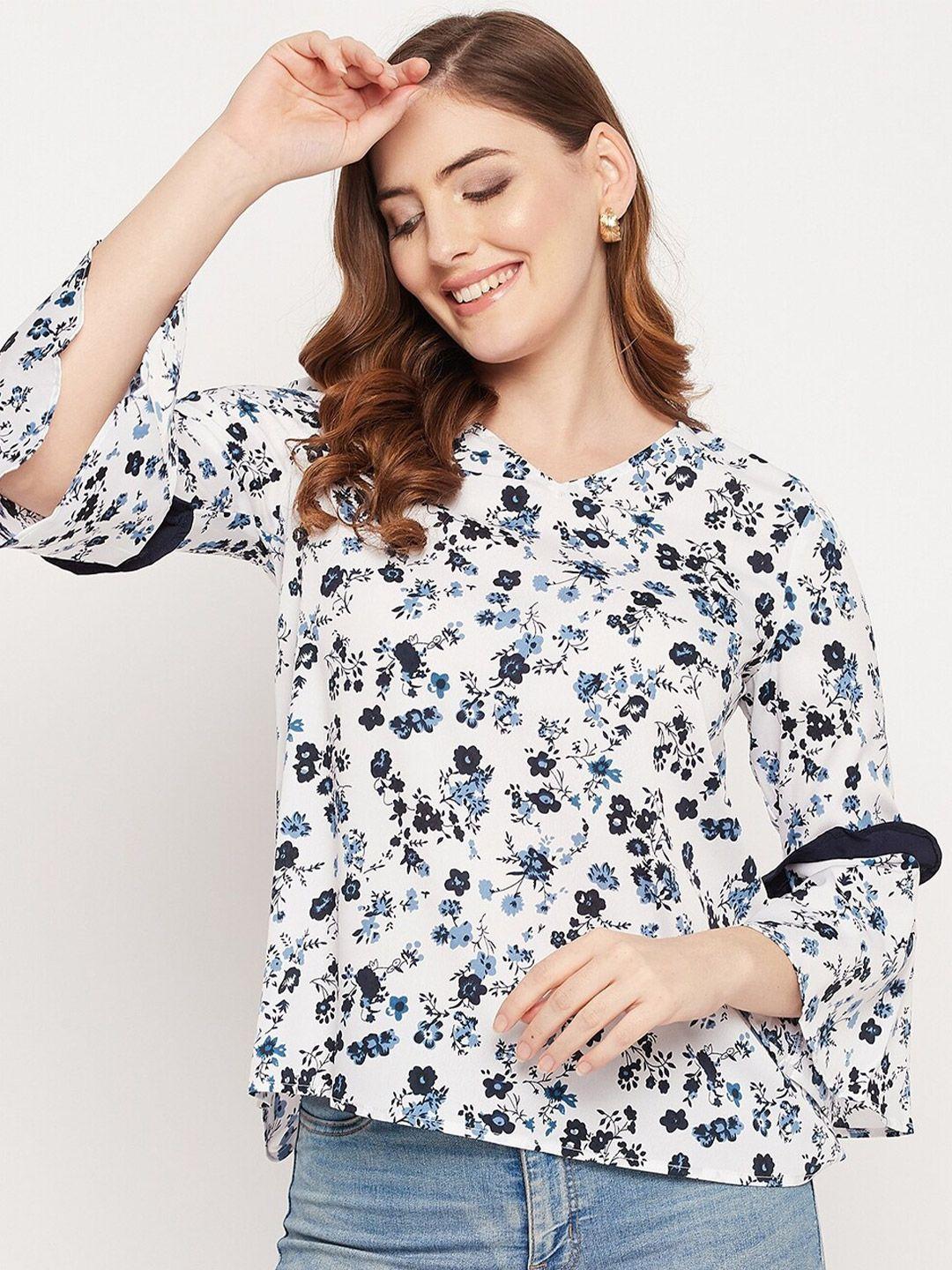 style blush floral printed bell sleeves top