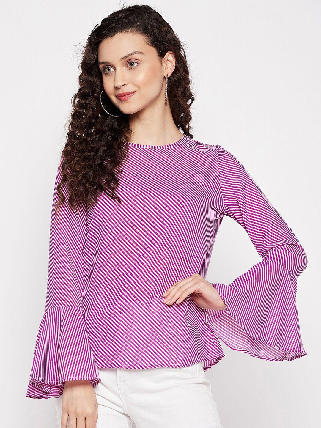 style blush striped bell sleeve crepe top