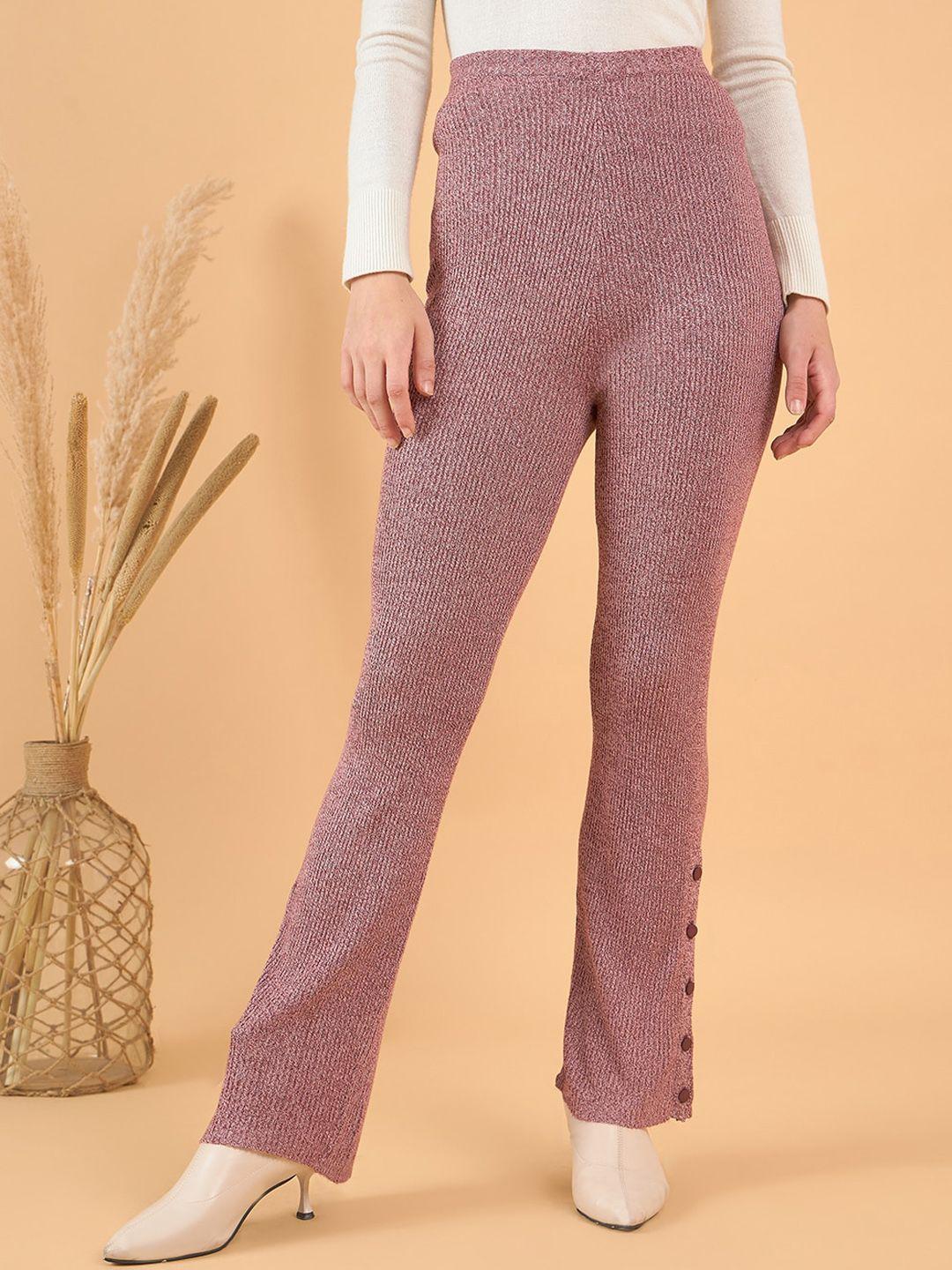 style blush women urban slim skinny fit high-rise easy wash flared parallel trousers