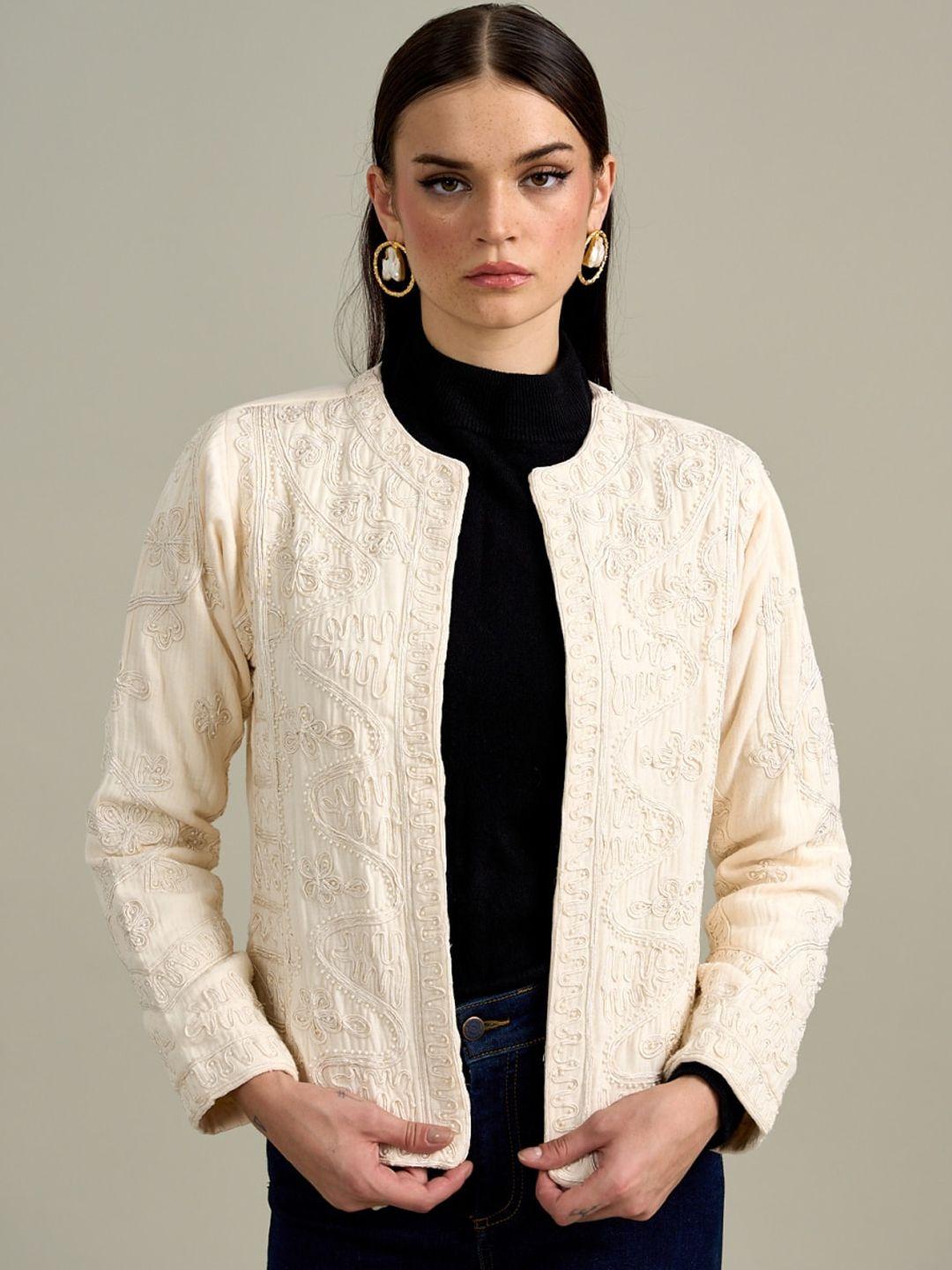 style island floral embroidered cotton ethnic tailored jacket