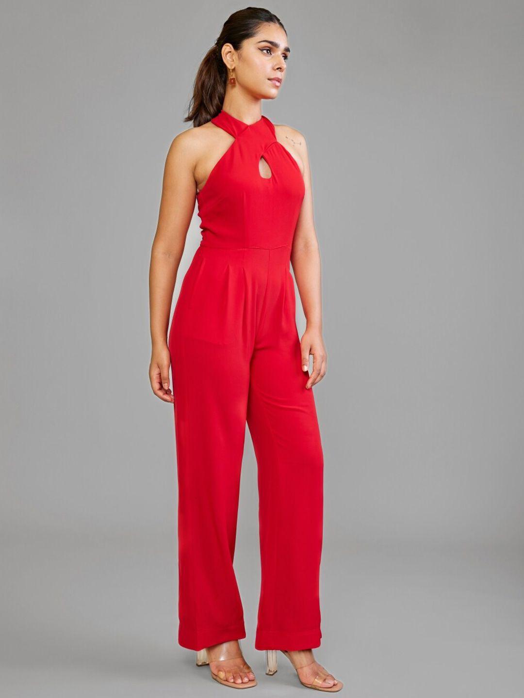 style island halter neck basic jumpsuit