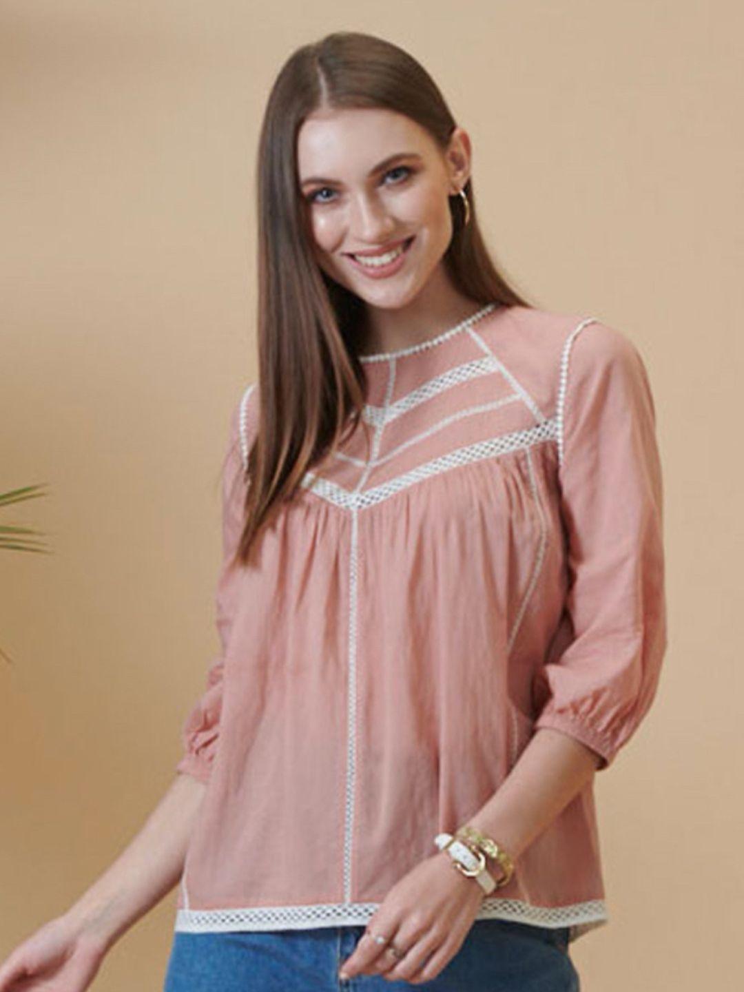 style island lace detail cotton top