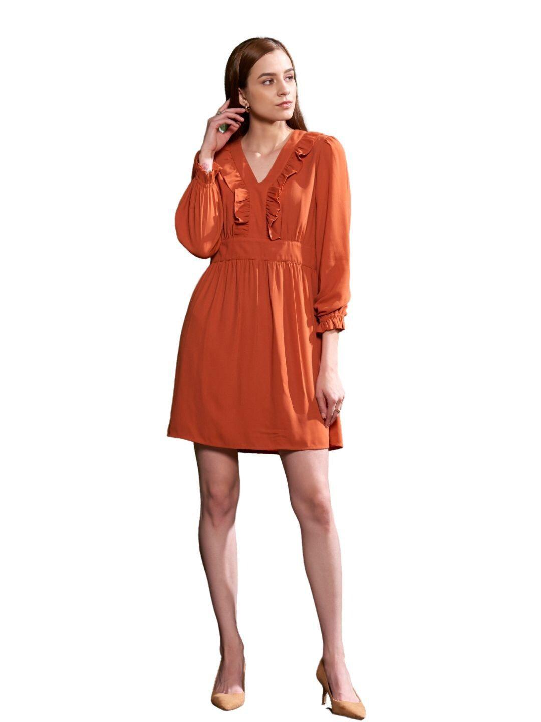 style island orange a-line dress