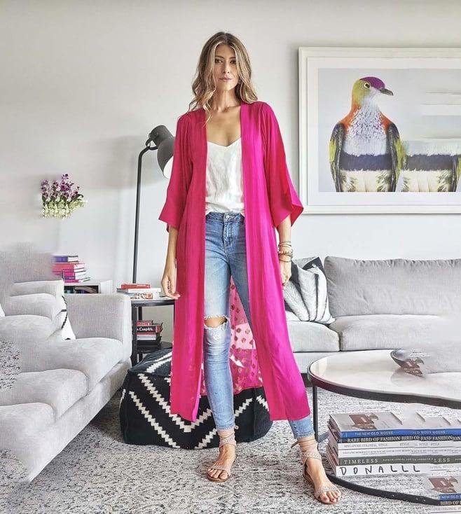 style junkiie hot pink two-tone kimono duster