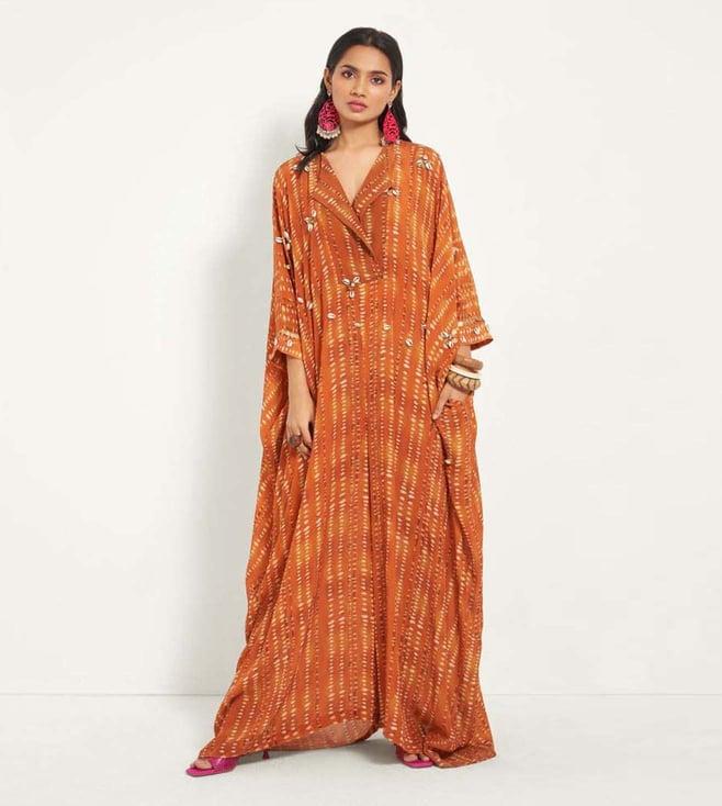 style junkiie monochrome riot burnt orange breezy jumpsuit