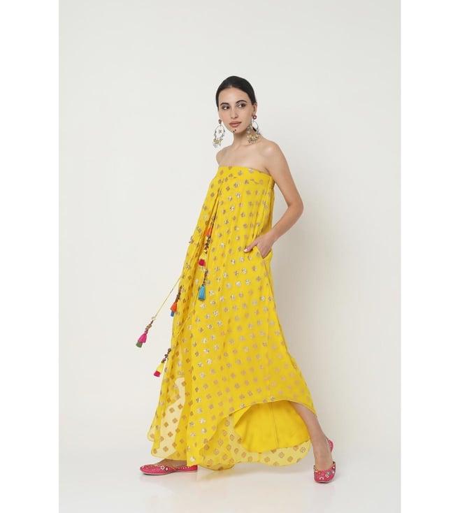 style junkiie yellow embroidered jumpsuit