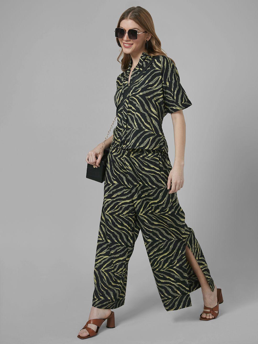 style quotient animal printed poly crepe relaxed fit co-ord set