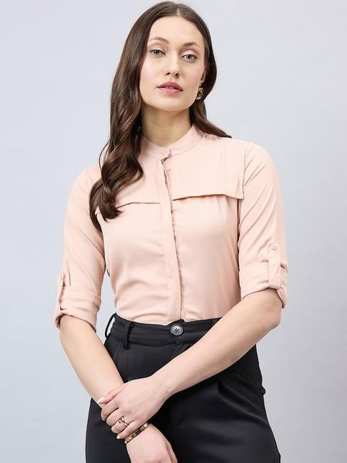 style quotient beige regular fit shirt