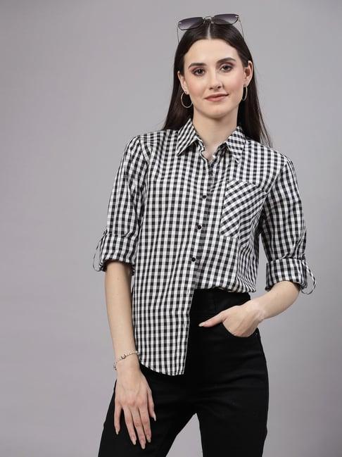 style quotient black & white checks shirt