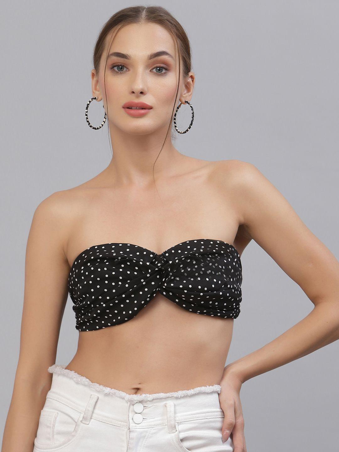 style quotient black & white printed tube crop top