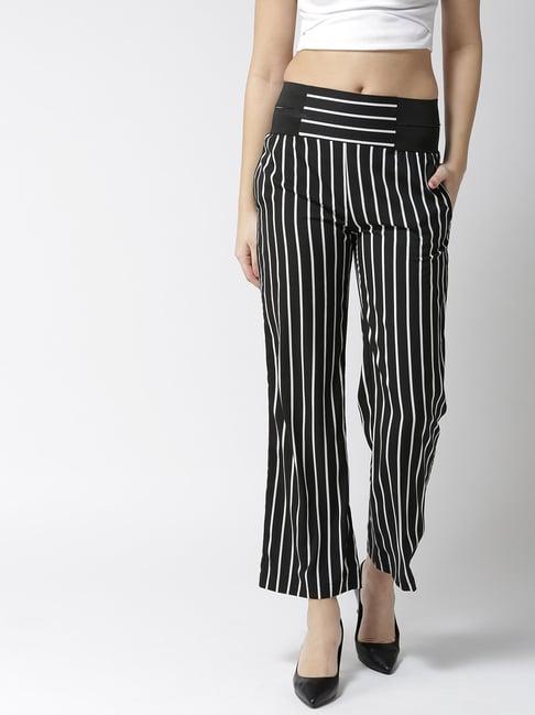 style quotient black & white striped trousers
