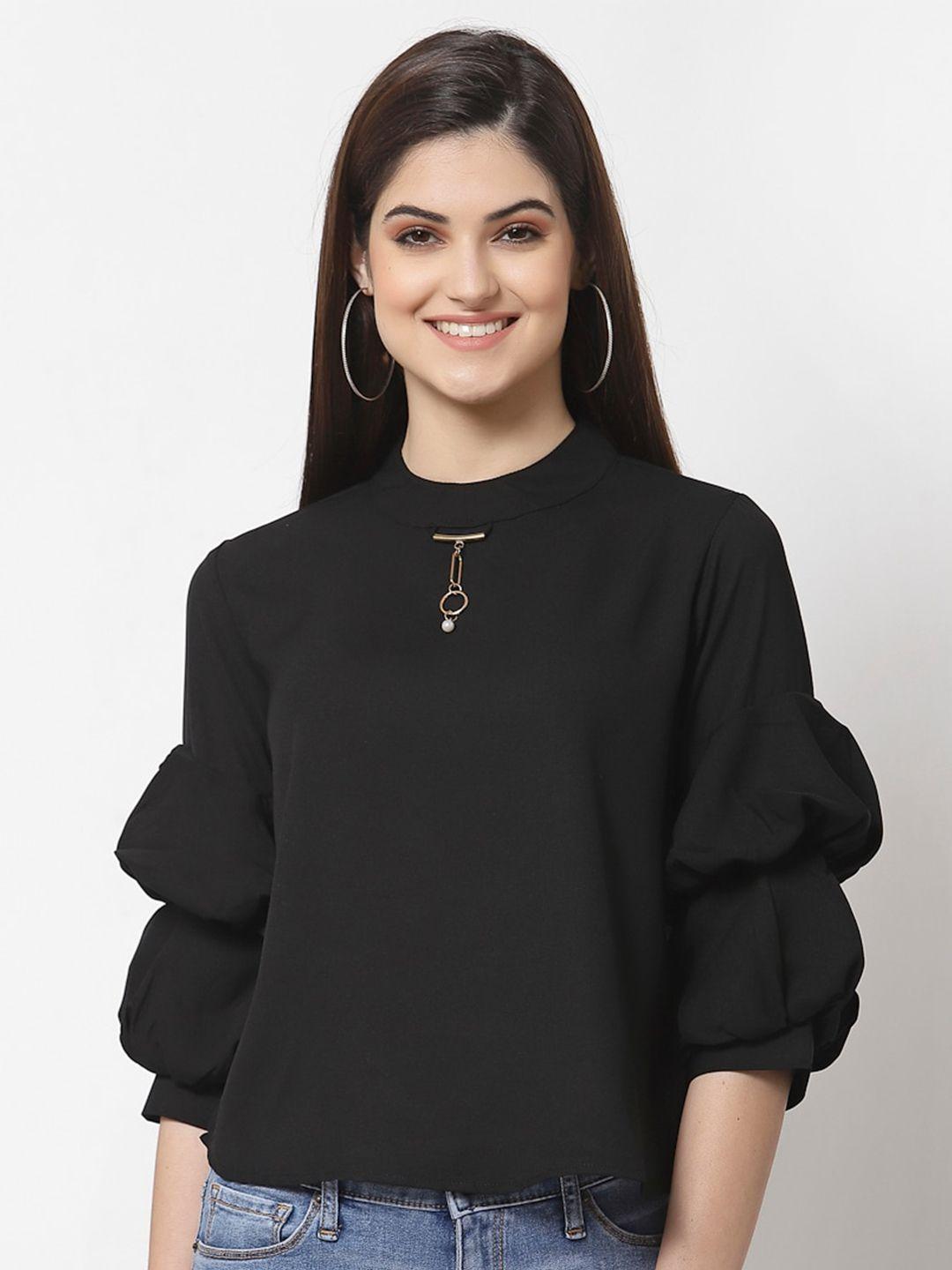 style quotient black crepe top