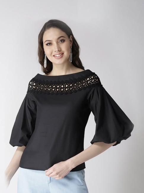 style quotient black crochet pattern top